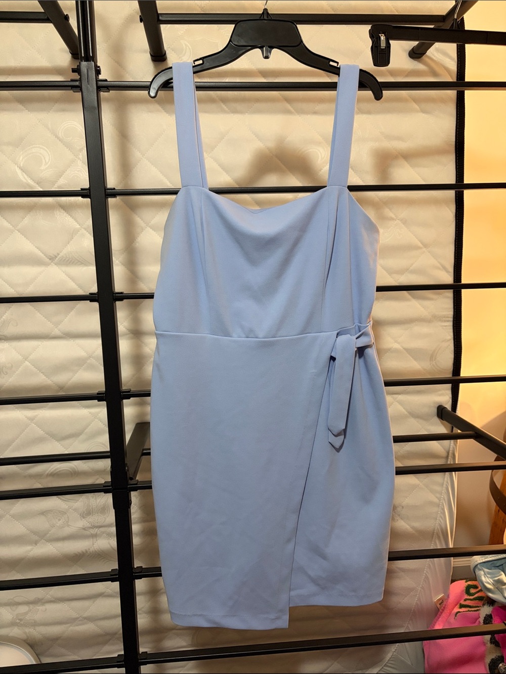 Betsey Johnson Light Blue Midi Sheath Dress with Side Tie